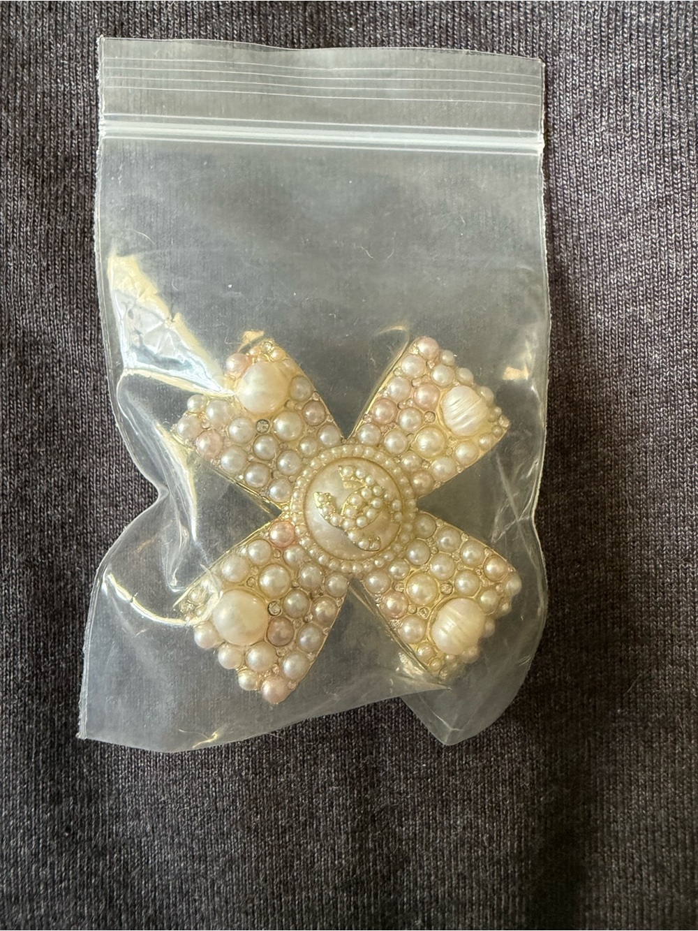 Pearl-Accented Cross Brooch in Gold Tone